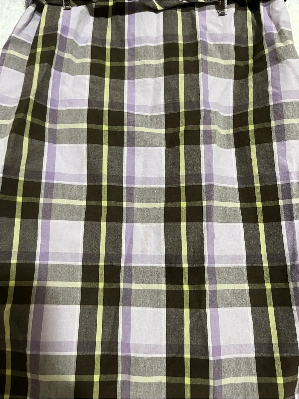 Gymboree Lavender Plaid Button-Front Shirt Dress Tie Waist Ruffle Placket Sz 6